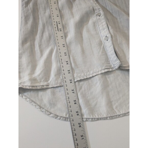 Cloth & Stone button up hombre grey beige blouse v-neck with front pocket Small - Picture 6 of 6